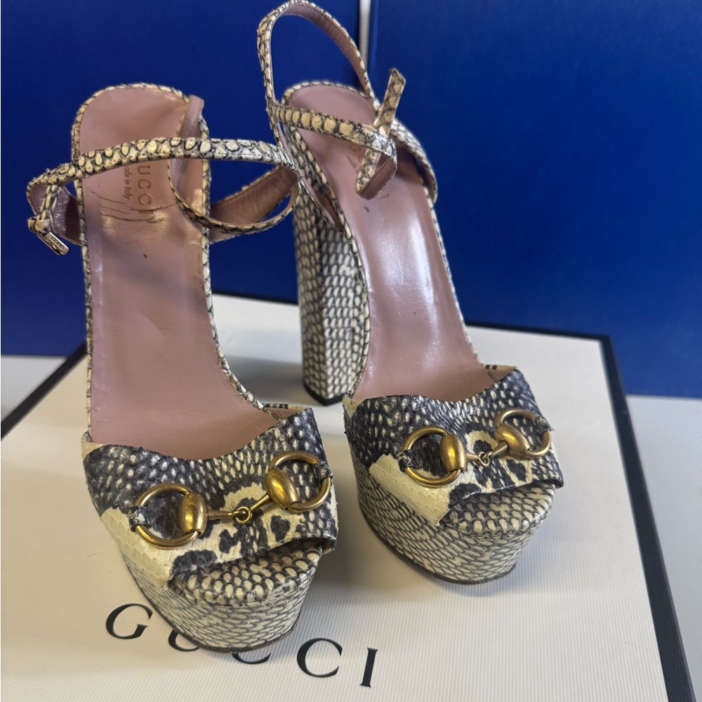 Gucci Python Heels with gold Horsebit